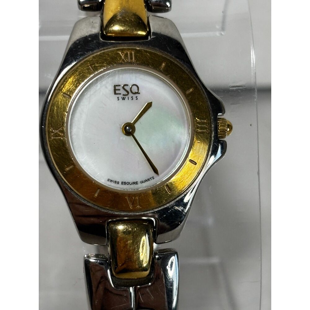 ESQ by Movado two-tone MOP dial quartz vintage women's watch, running